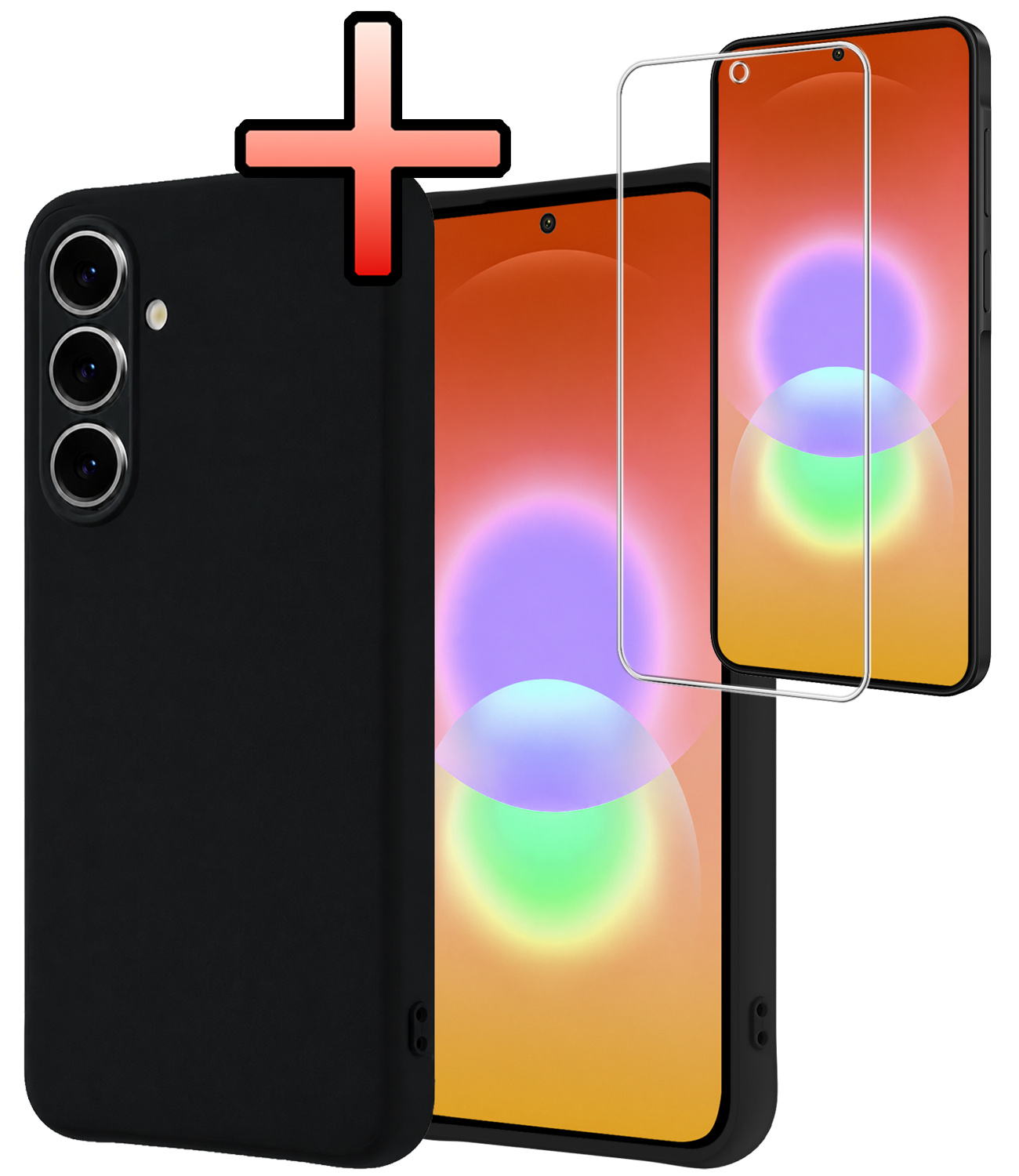 NoXx NoXx Samsung Galaxy A27 Hoesje Siliconen Met Screenprotector - Zwart