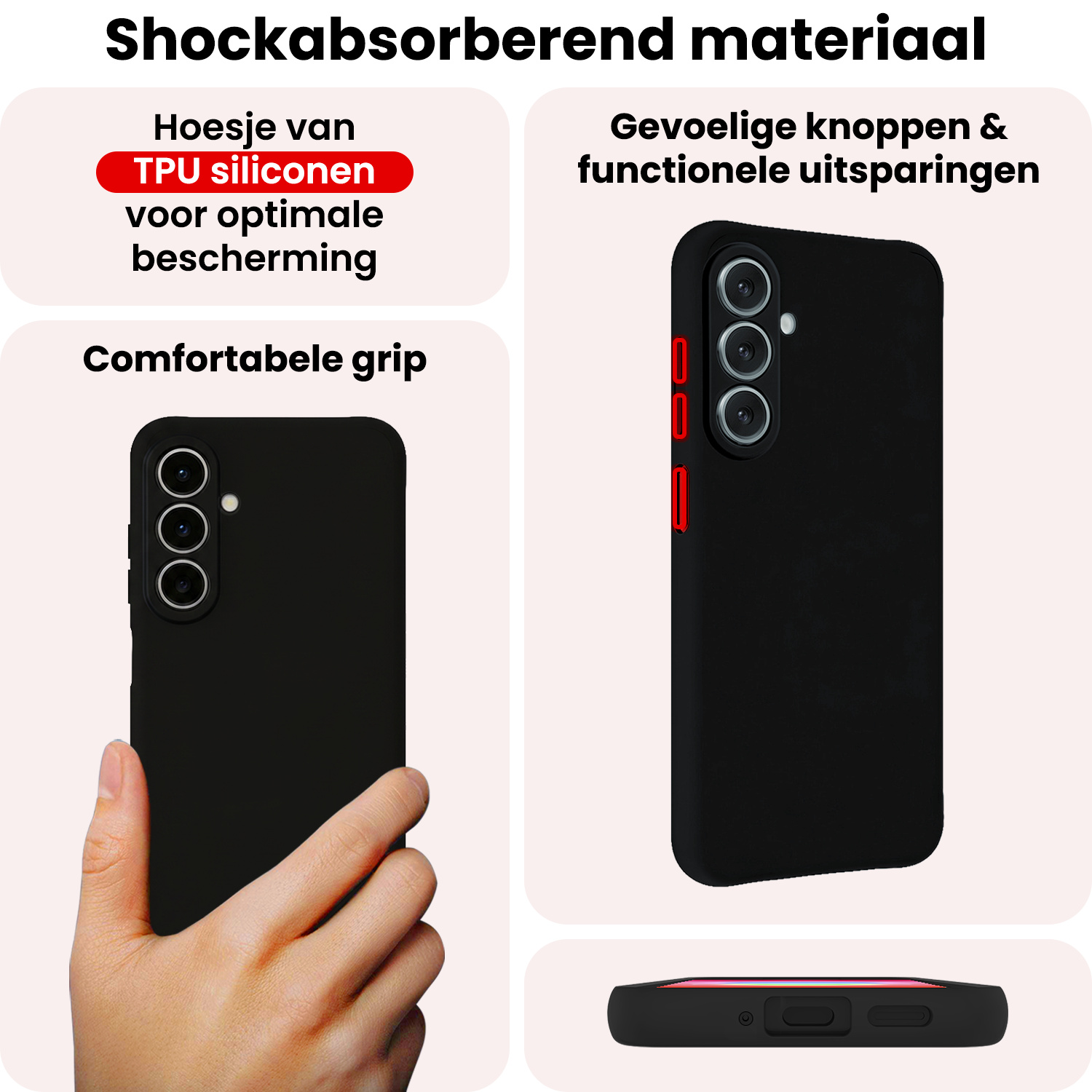 NoXx NoXx Samsung Galaxy A27 Hoesje Siliconen Met Screenprotector - Zwart
