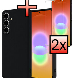 NoXx NoXx Samsung Galaxy A27 Hoesje Siliconen Met 2x Screenprotector - Zwart