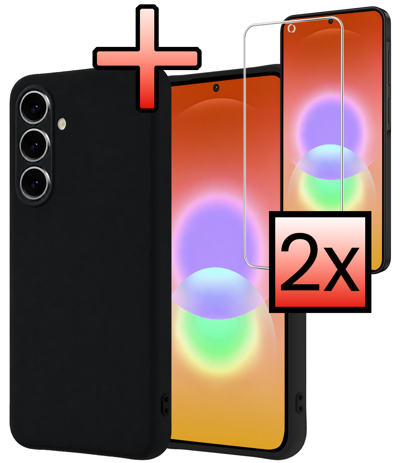NoXx NoXx Samsung Galaxy A27 Hoesje Siliconen Met 2x Screenprotector - Zwart