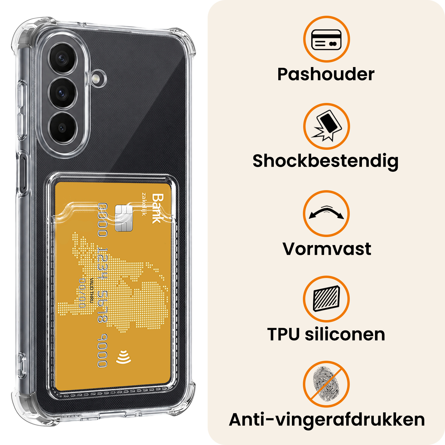 Nomfy Nomfy Samsung Galaxy A27 Hoesje Pashouder Met Screenprotector