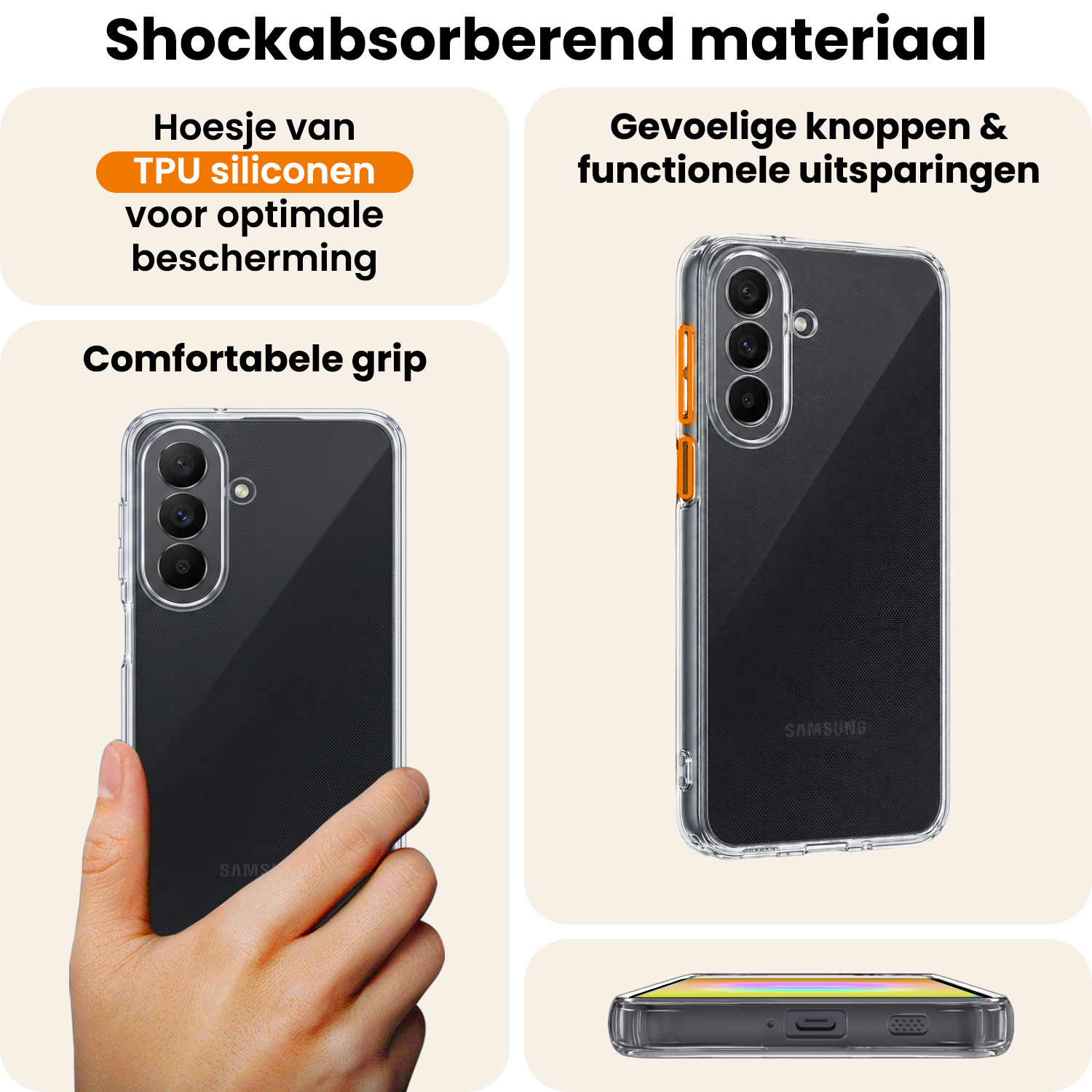 Nomfy Nomfy Samsung Galaxy A27 Hoesje Siliconen Met Screenprotector - Transparant