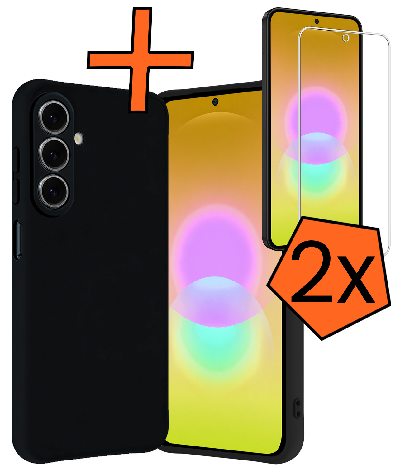 Nomfy Nomfy Samsung Galaxy A27 Hoesje Siliconen Met 2x Screenprotector - Zwart