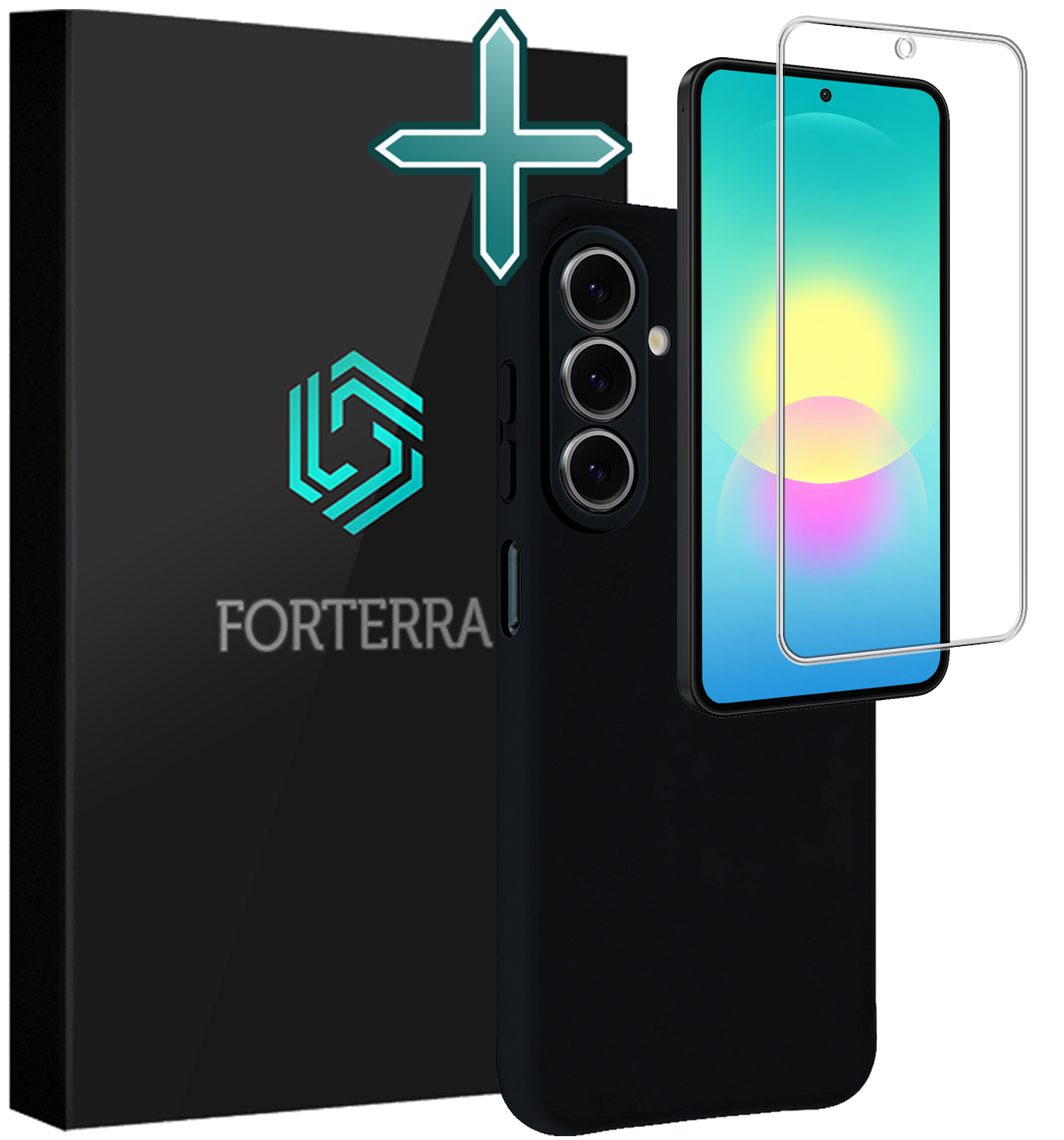 Forterra Forterra Samsung Galaxy A27 Hoesje Siliconen Met Screenprotector - Zwart
