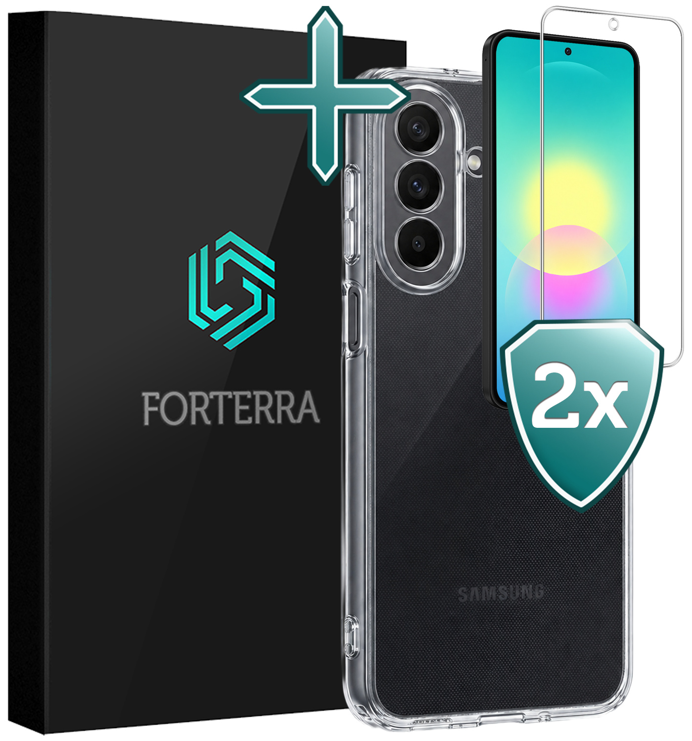 Forterra Forterra Samsung Galaxy A27 Hoesje Siliconen Met 2x Screenprotector - Transparant
