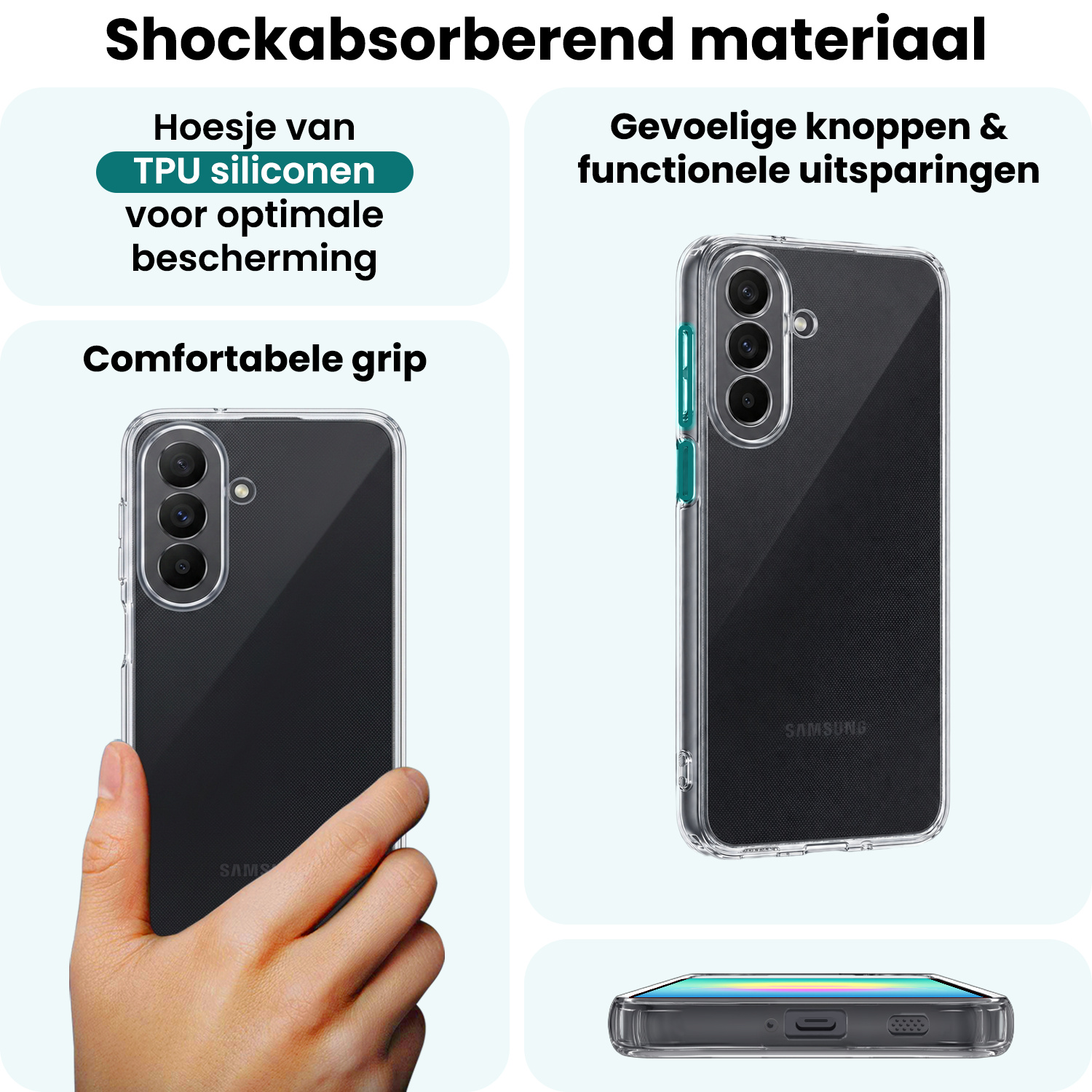Forterra Forterra Samsung Galaxy A27 Hoesje Siliconen Met 2x Screenprotector - Transparant