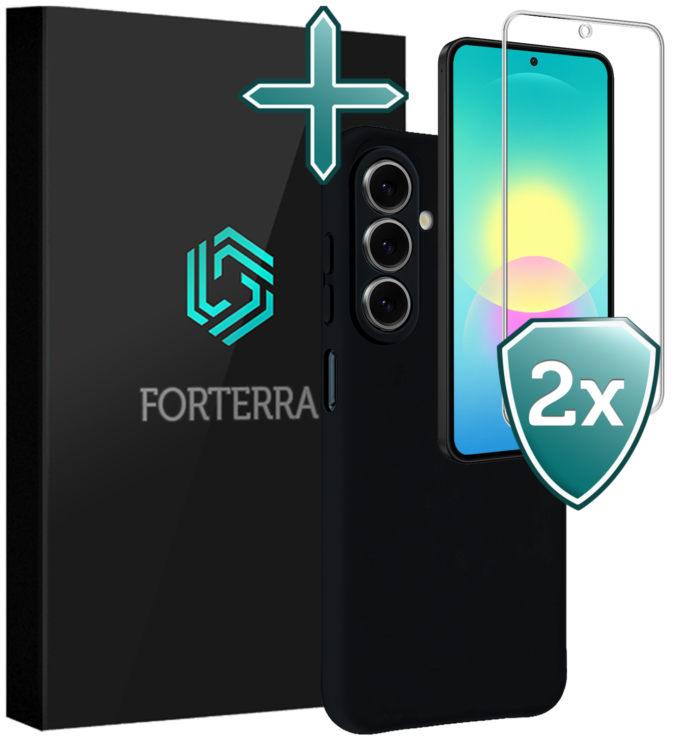 Forterra Forterra Samsung Galaxy A27 Hoesje Siliconen Met 2x Screenprotector - Zwart