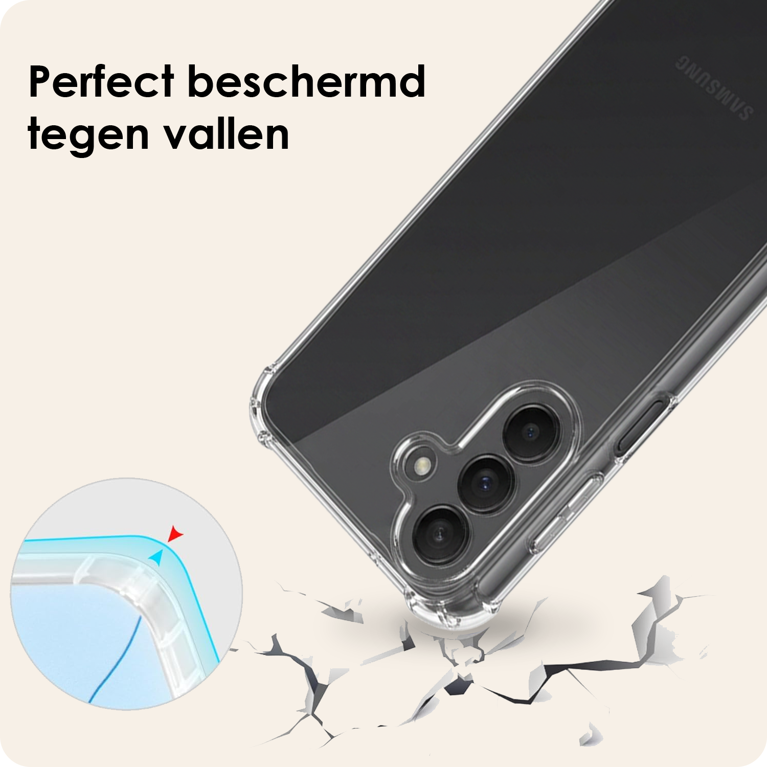 Nomfy Nomfy Samsung Galaxy A27 Hoesje Transparant Shockproof Met Zwart Koord