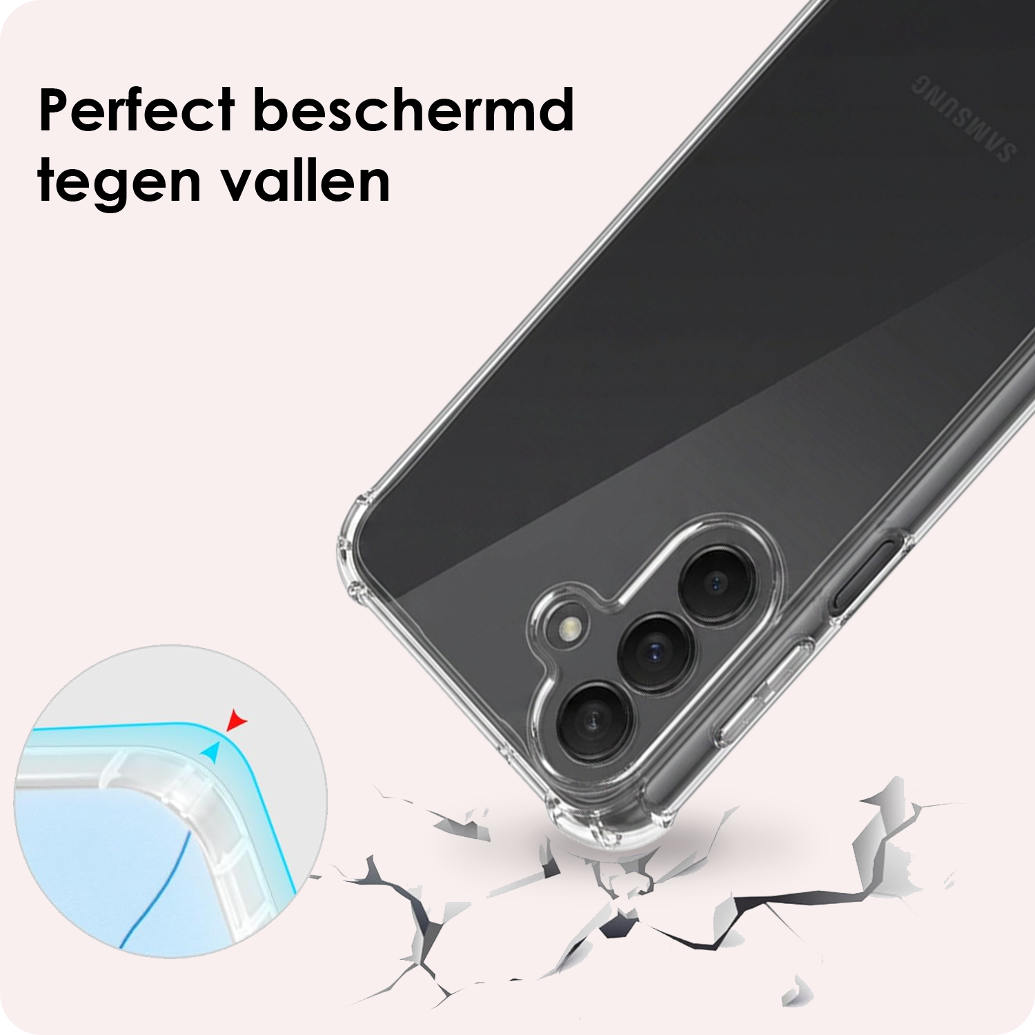 NoXx NoXx Samsung Galaxy A27 Hoesje Transparant Shockproof Met Zwart Koord