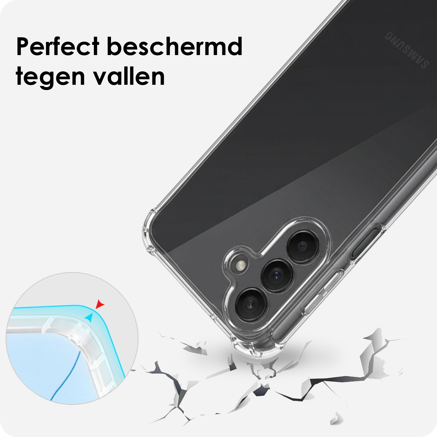 BASEY. BASEY. Samsung Galaxy A27 Hoesje Transparant Shockproof Met Zwart Koord