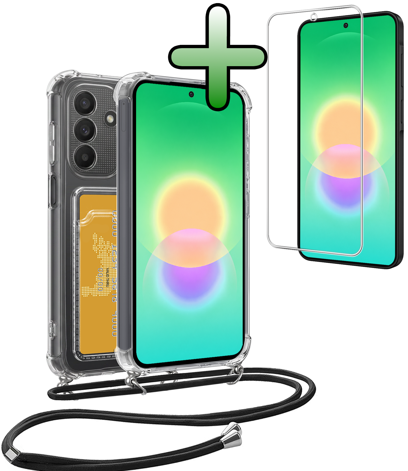 BASEY. BASEY. Samsung Galaxy A27 Hoesje Pashouder met Koord Met Screenprotector