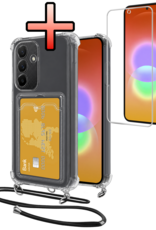 NoXx NoXx Samsung Galaxy A27 Hoesje Pashouder met Koord Met Screenprotector