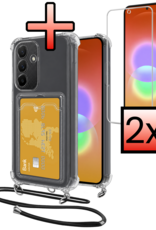 NoXx NoXx Samsung Galaxy A27 Hoesje Pashouder met Koord Met 2x Screenprotector