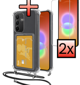 NoXx NoXx Samsung Galaxy A27 Hoesje Pashouder met Koord Met 2x Screenprotector