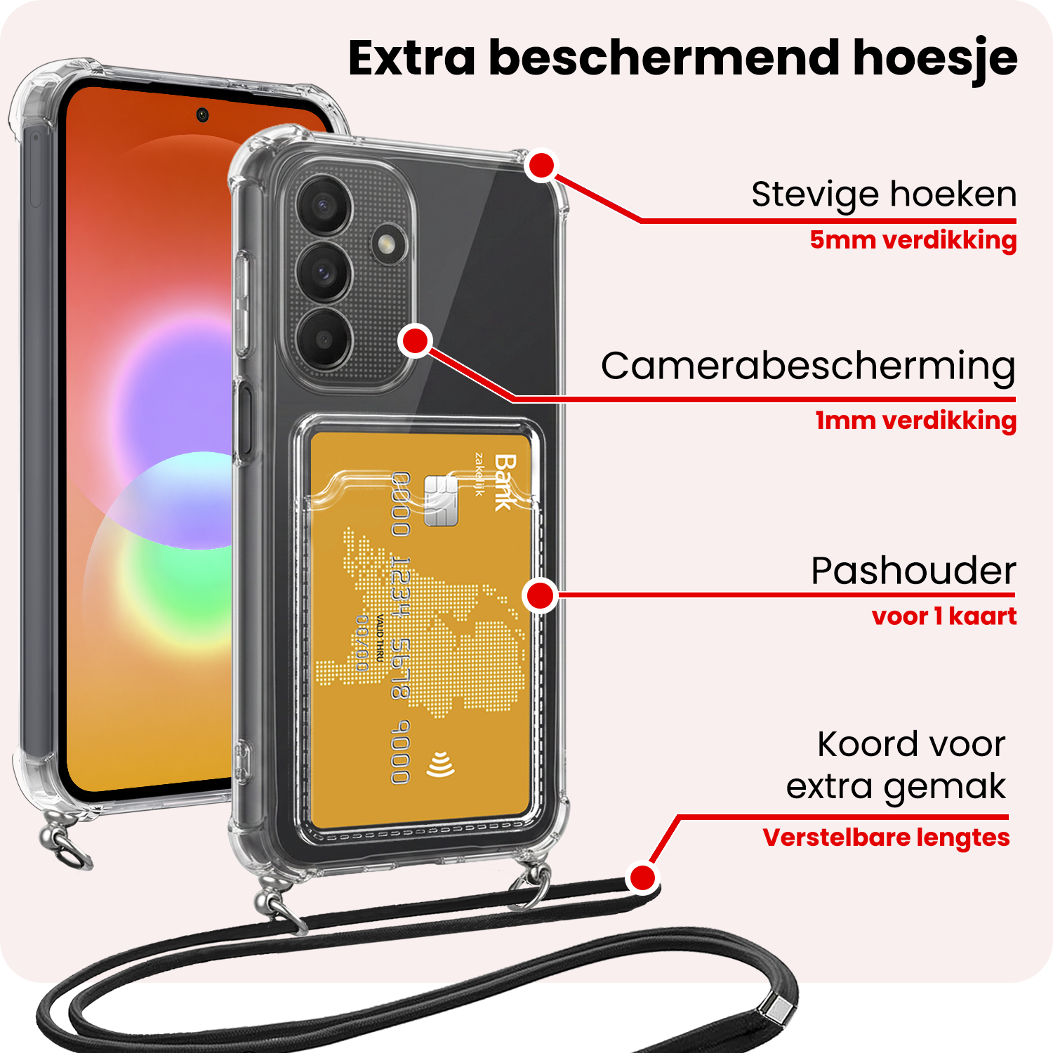 NoXx NoXx Samsung Galaxy A27 Hoesje Pashouder met Koord - 2 PACK
