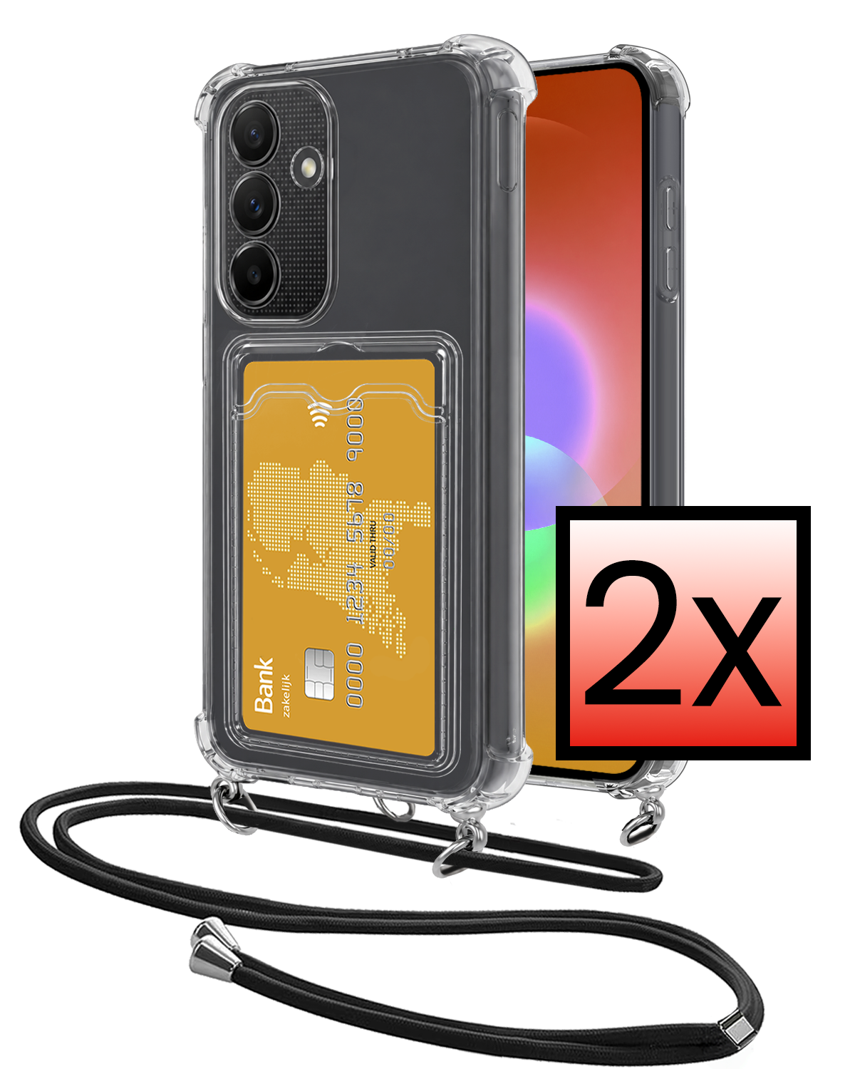 NoXx NoXx Samsung Galaxy A27 Hoesje Pashouder met Koord - 2 PACK
