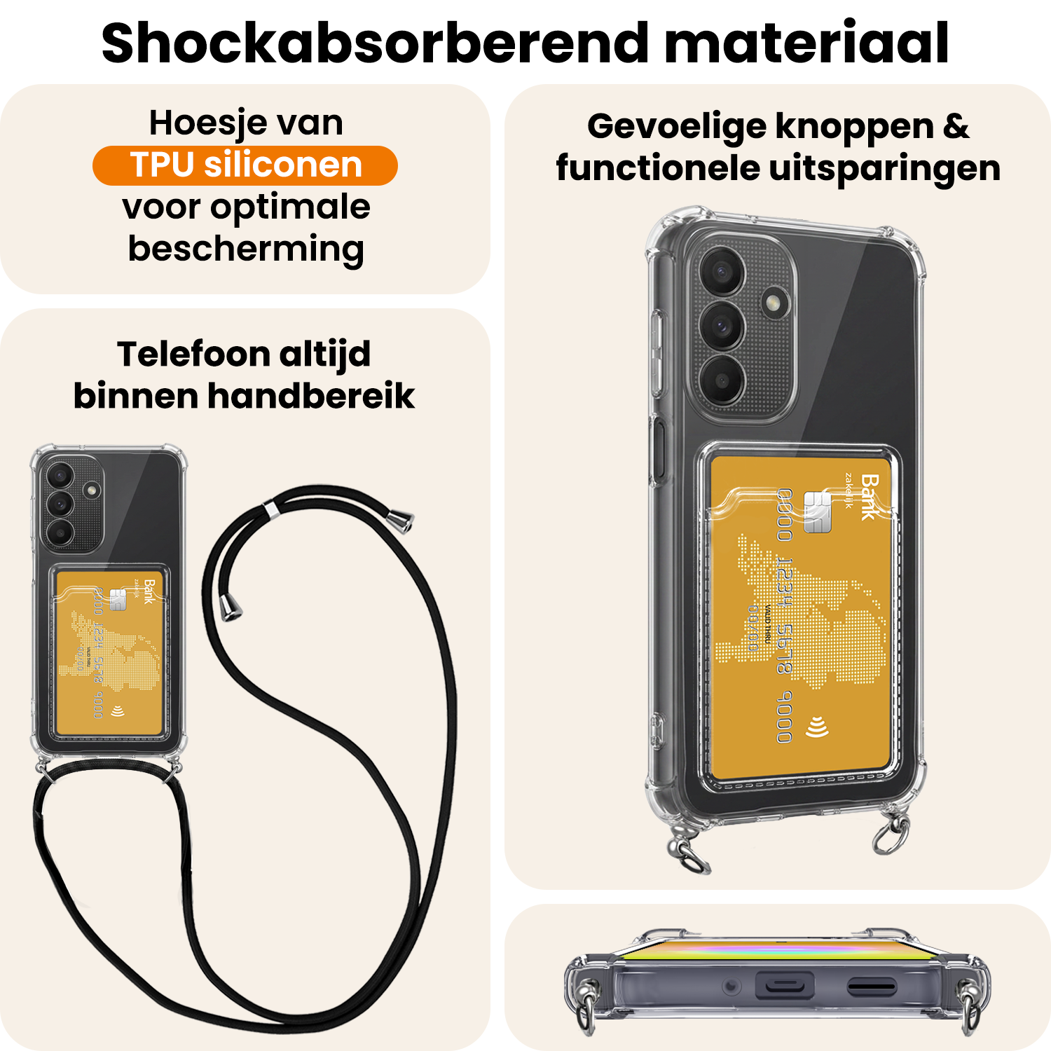 Nomfy Nomfy Samsung Galaxy A27 Hoesje Pashouder met Koord - 2 PACK