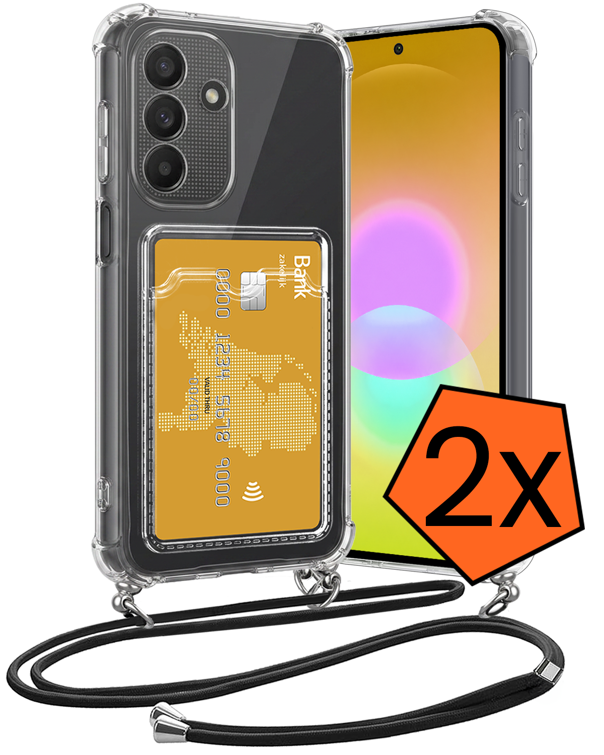 Nomfy Nomfy Samsung Galaxy A27 Hoesje Pashouder met Koord - 2 PACK