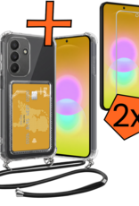 Nomfy Nomfy Samsung Galaxy A27 Hoesje Pashouder met Koord Met 2x Screenprotector