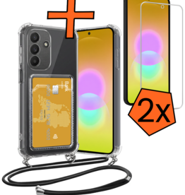 Nomfy Nomfy Samsung Galaxy A27 Hoesje Pashouder met Koord Met 2x Screenprotector