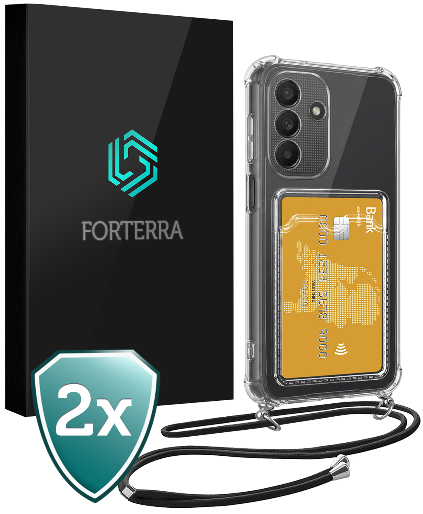 Forterra Forterra Samsung Galaxy A27 Hoesje Pashouder met Koord - 2 PACK