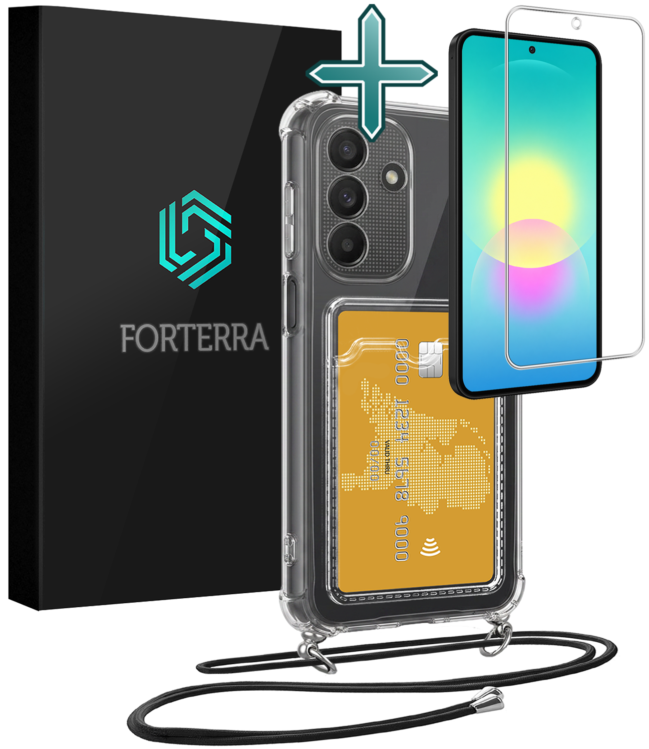 Forterra Forterra Samsung Galaxy A27 Hoesje Pashouder met Koord Met Screenprotector
