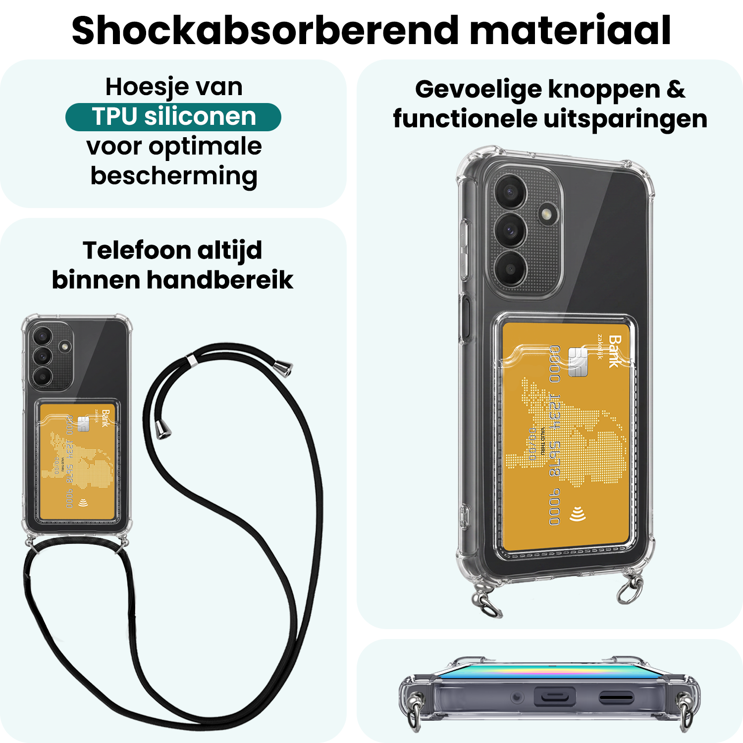 Forterra Forterra Samsung Galaxy A27 Hoesje Pashouder met Koord Met 2x Screenprotector