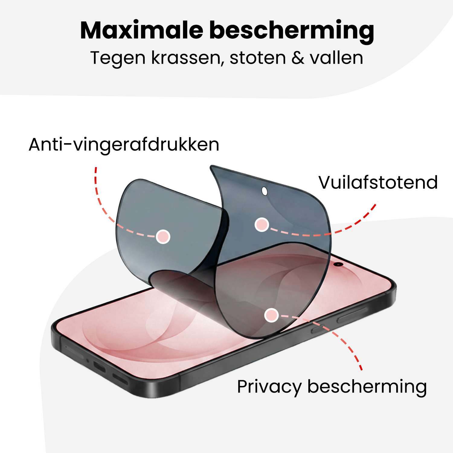 NoXx NoXx Samsung Galaxy S26 Hybrid Privacy Screenprotector - 3 PACK