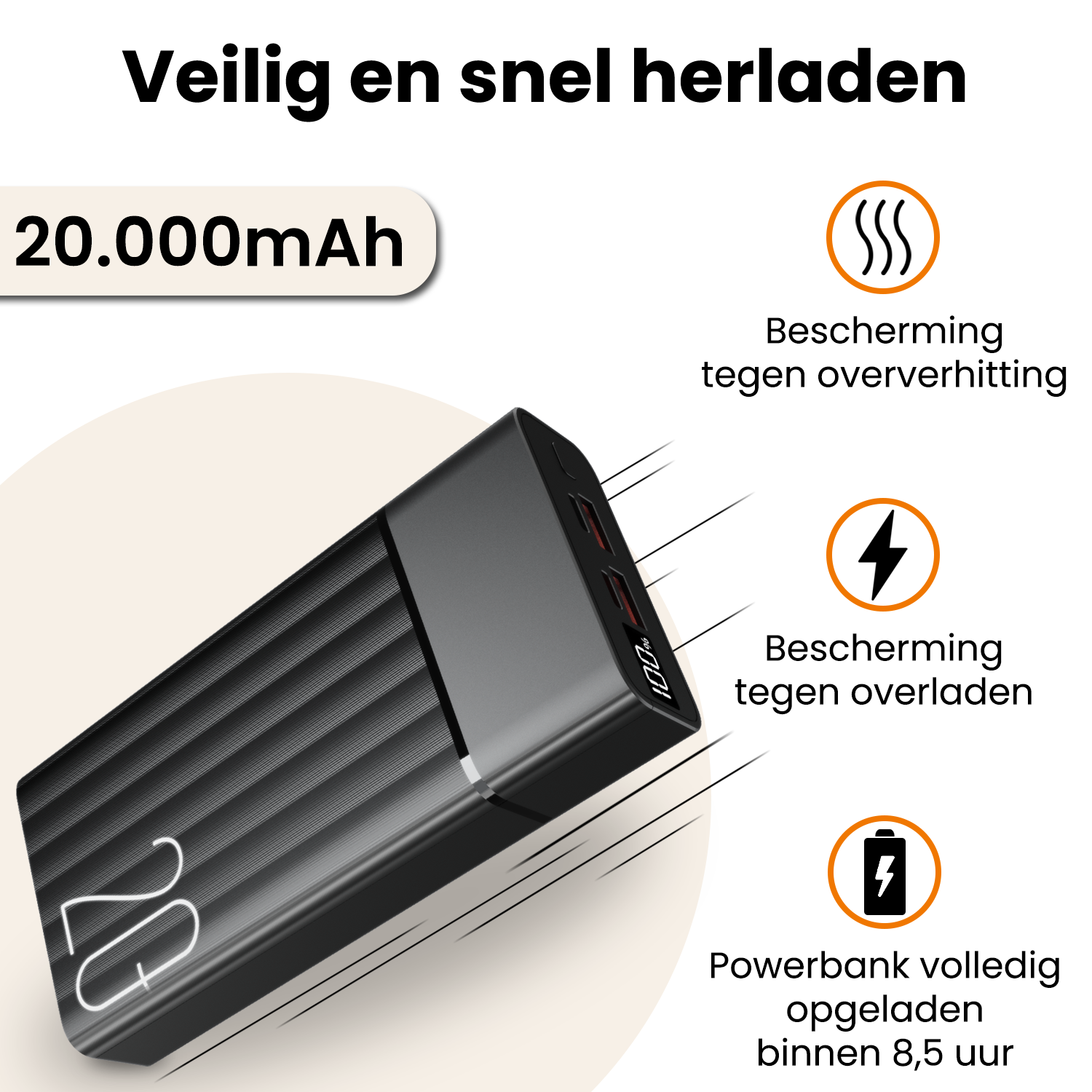 Nomfy Nomfy Powerbank 20000 mAh - Zwart