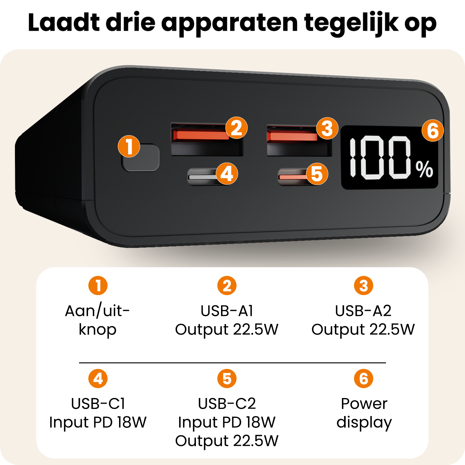 Nomfy Nomfy Powerbank 20000 mAh - Zwart