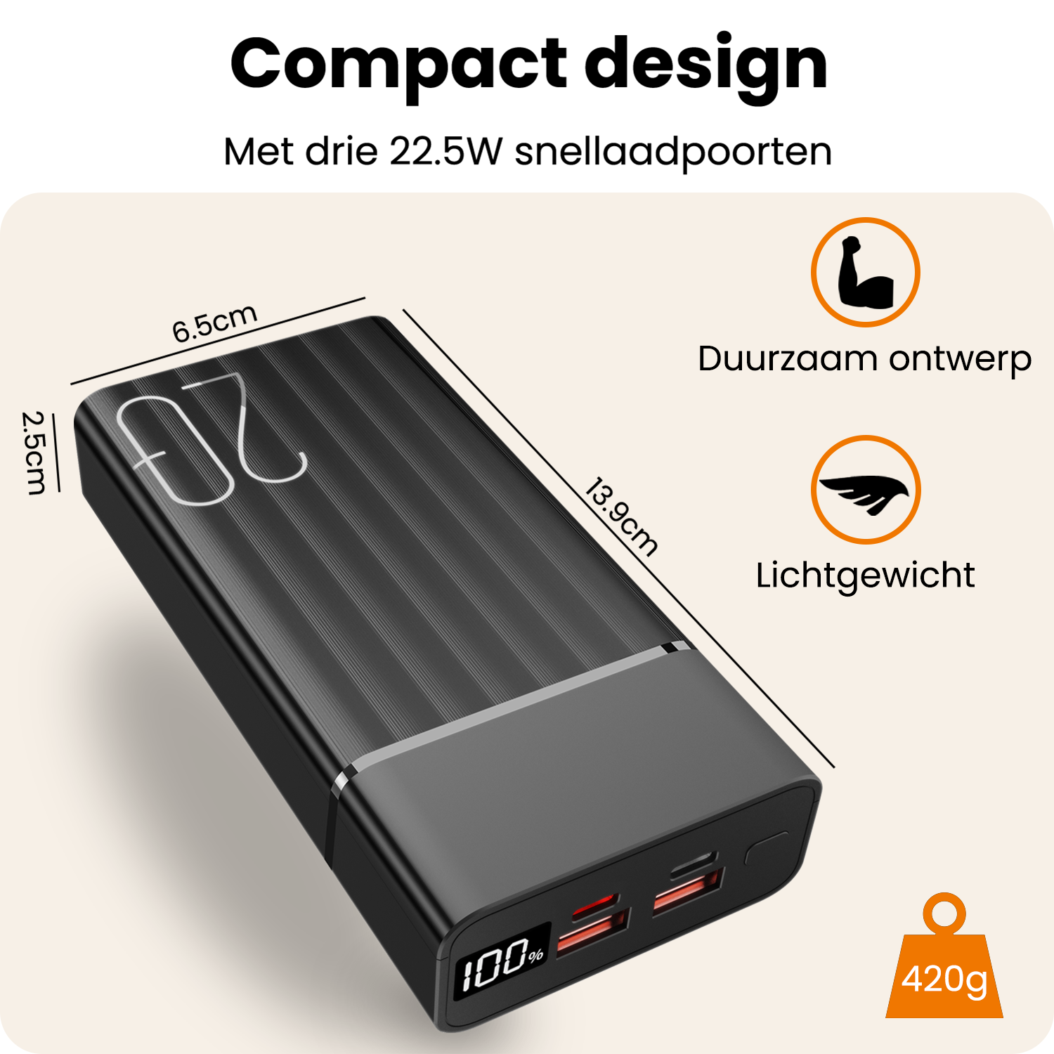 Nomfy Nomfy Powerbank 20000 mAh - Zwart