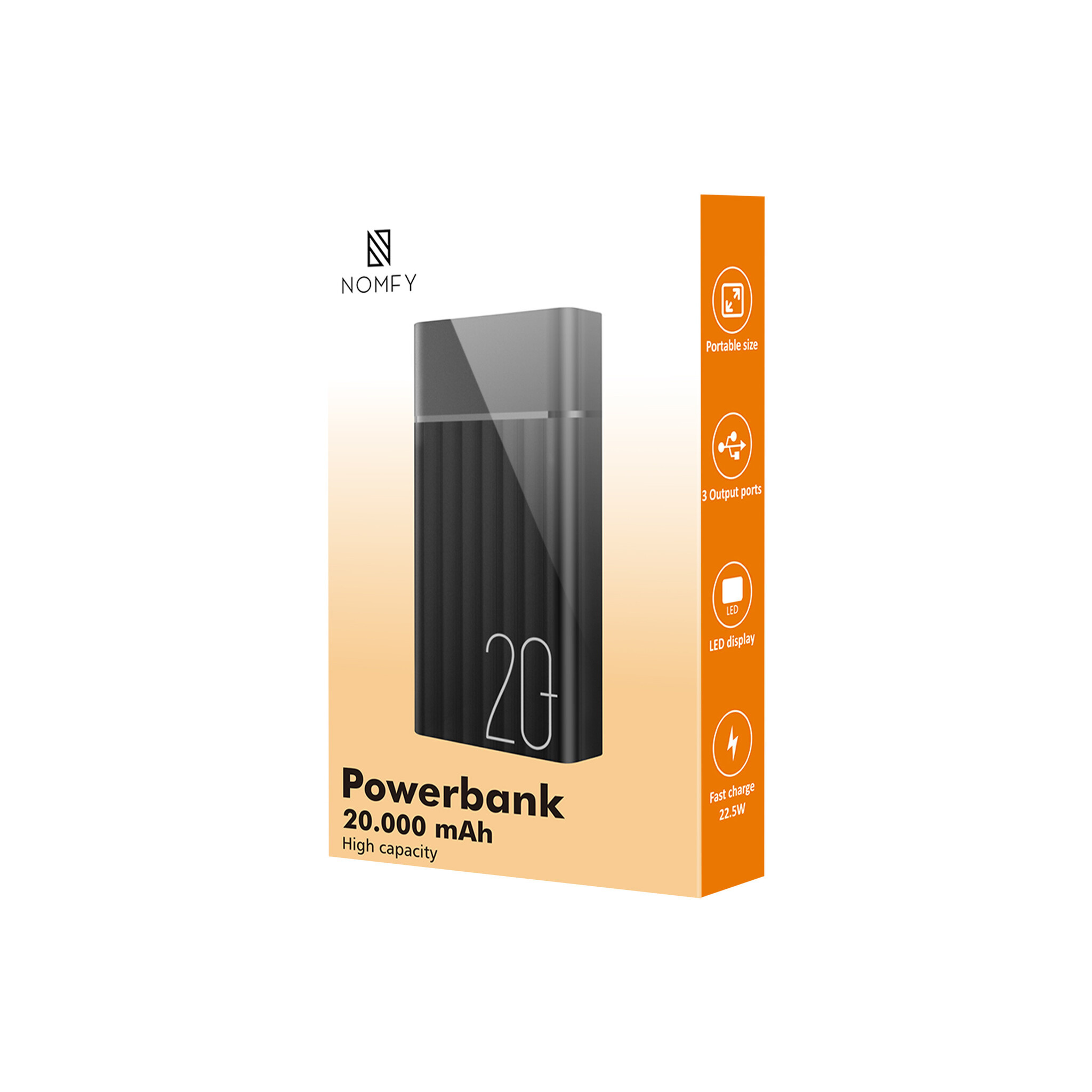 Nomfy Nomfy Powerbank 20000 mAh - Zwart