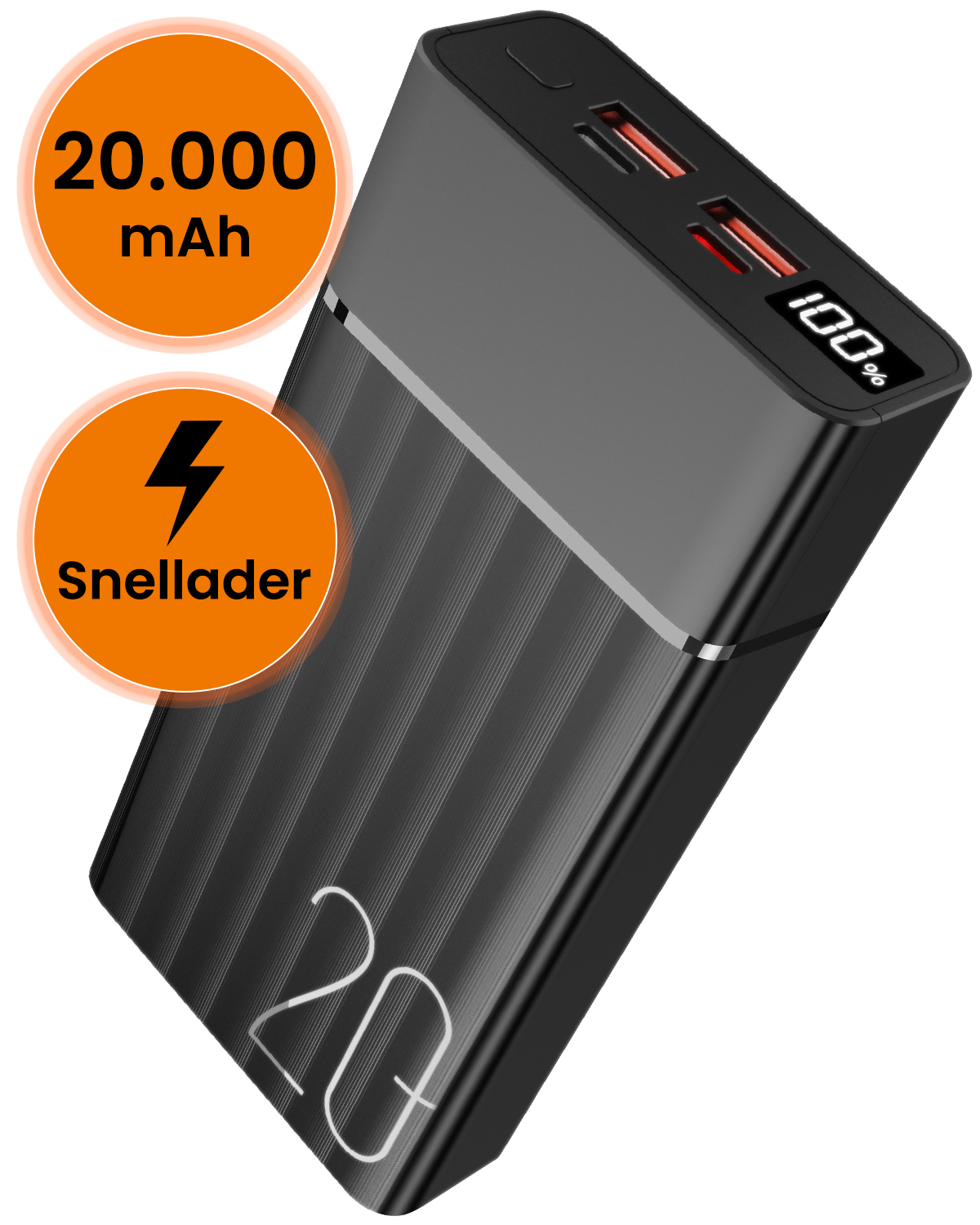 Nomfy Nomfy Powerbank 20000 mAh - Zwart
