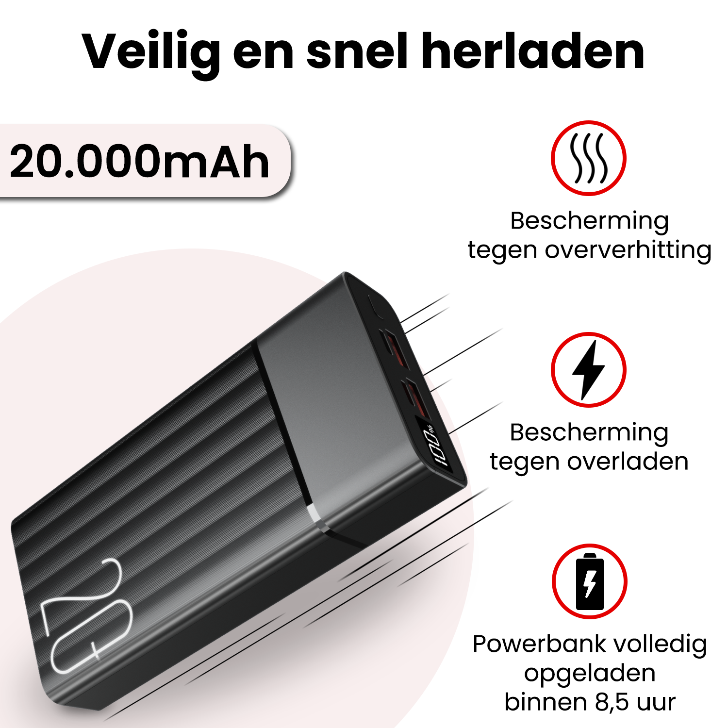 NoXx NoXx Powerbank 20000 mAh - Zwart