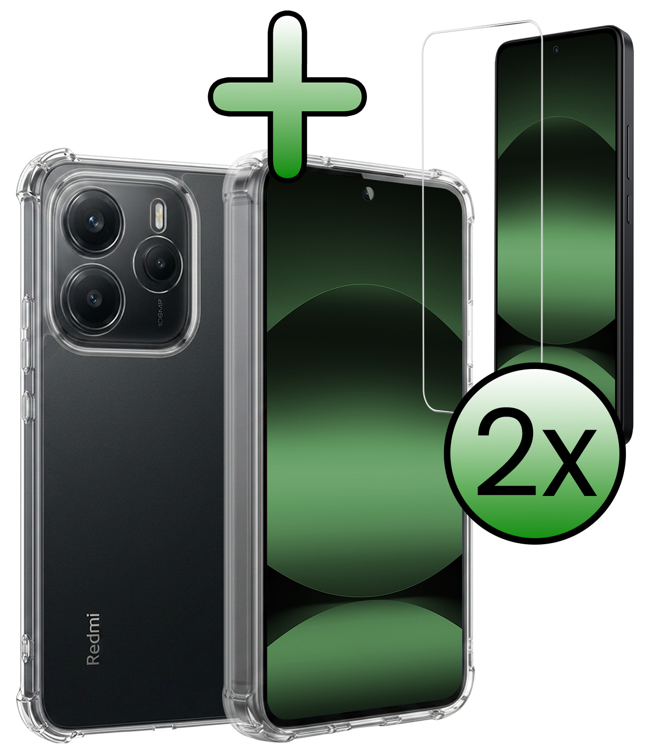 BASEY. BASEY. Xiaomi Redmi Note 14 5G Hoesje Shockproof Met 2x Screenprotector