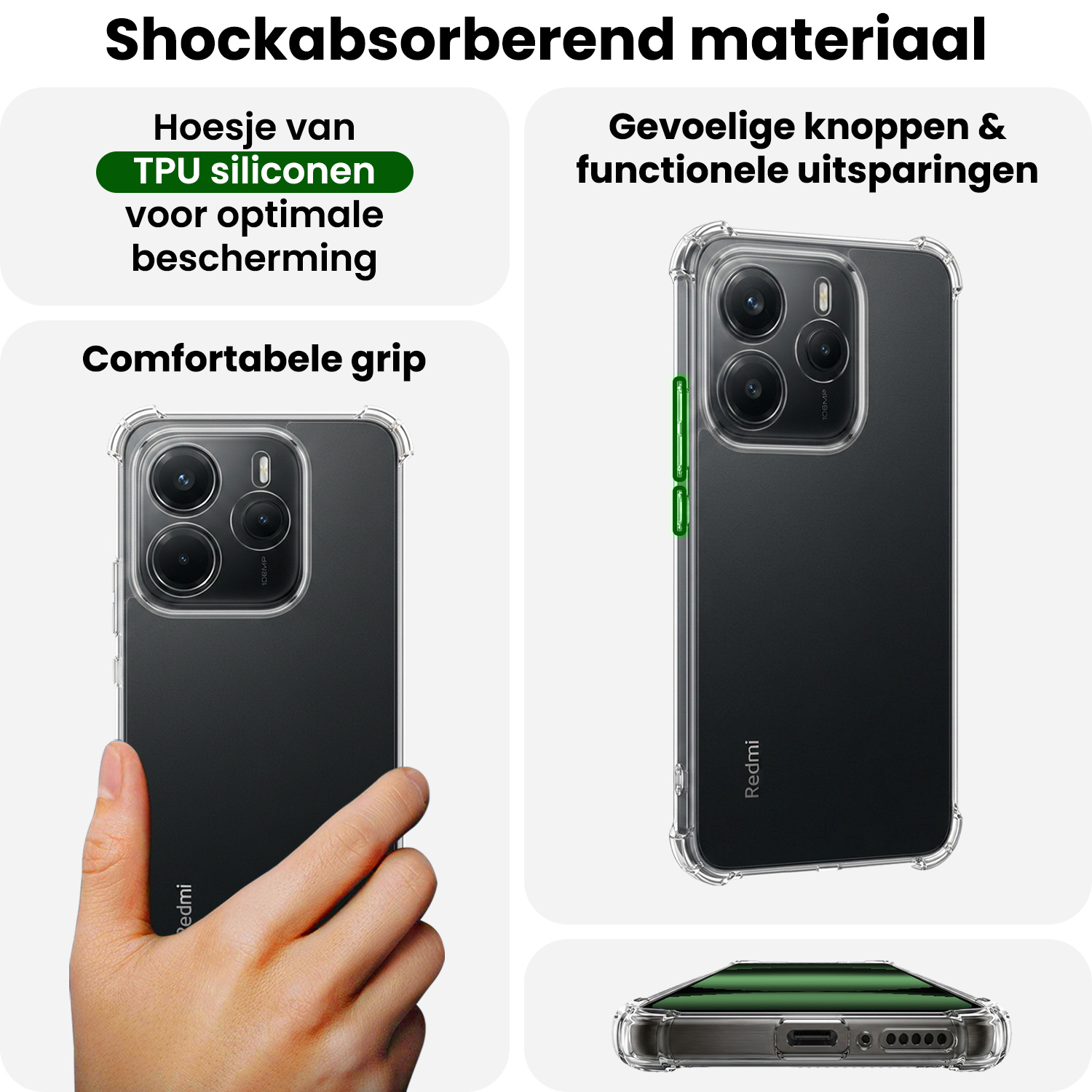 BASEY. BASEY. Xiaomi Redmi Note 14 5G Hoesje Shockproof Met 2x Screenprotector