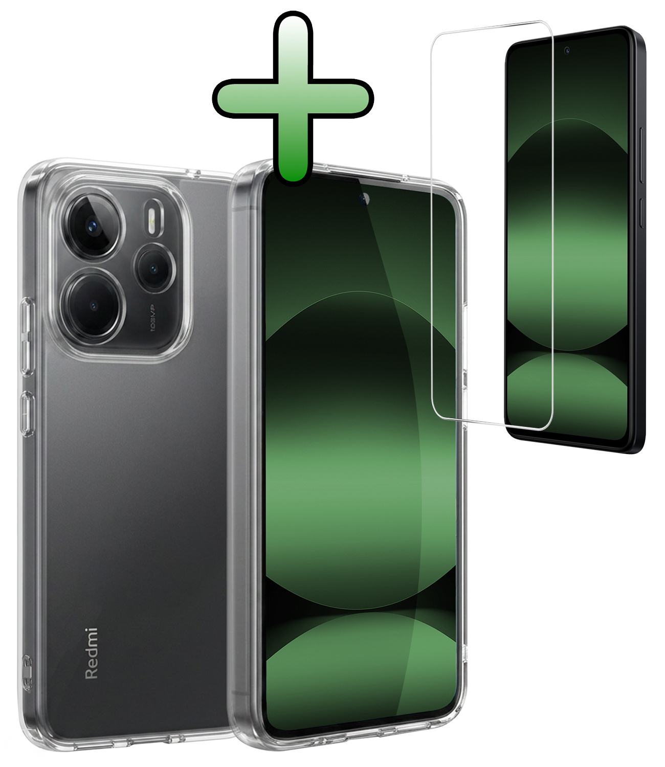 BASEY. BASEY. Xiaomi Redmi Note 14 5G Hoesje Siliconen Met Screenprotector - Transparant