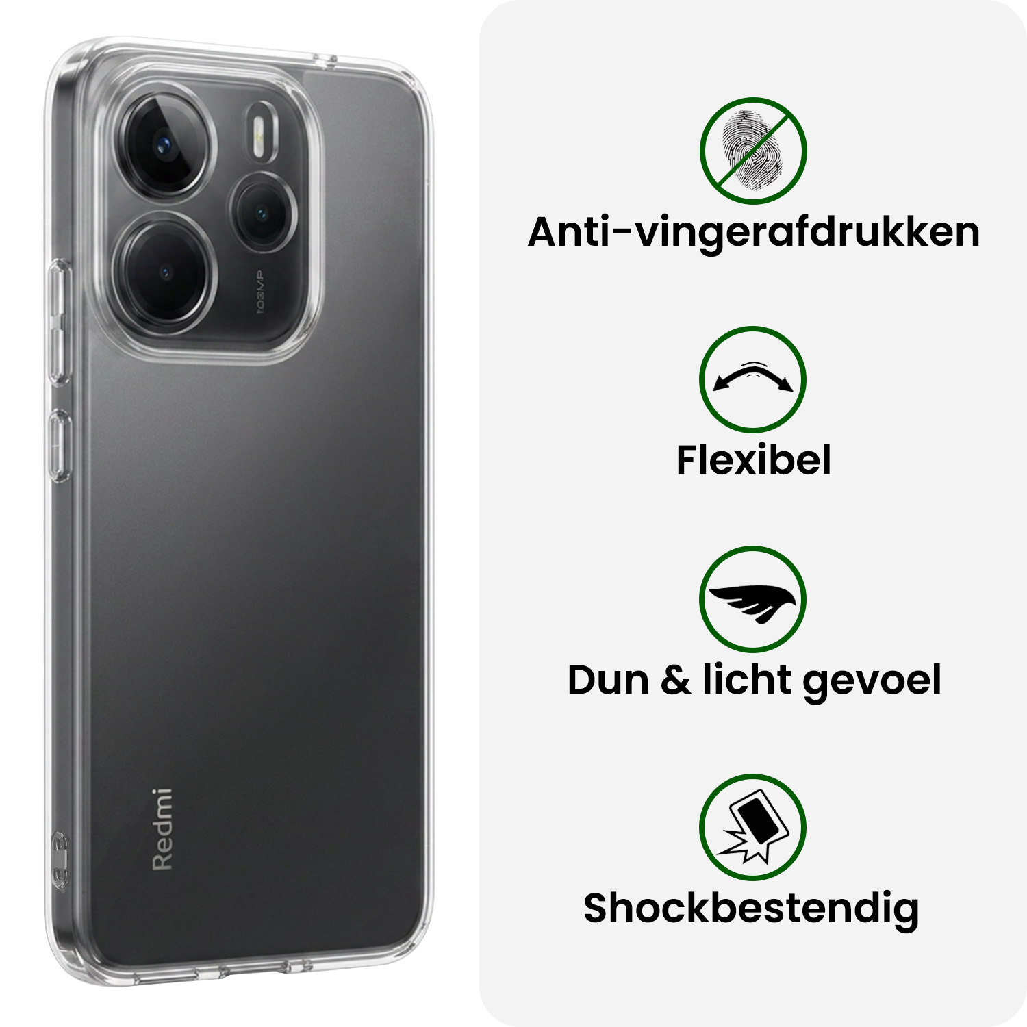 BASEY. BASEY. Xiaomi Redmi Note 14 5G Hoesje Siliconen Met 2x Screenprotector - Transparant