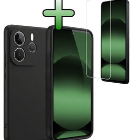 BASEY. BASEY. Xiaomi Redmi Note 14 5G Hoesje Siliconen Met Screenprotector - Zwart