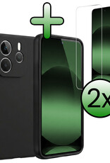 BASEY. BASEY. Xiaomi Redmi Note 14 5G Hoesje Siliconen Met 2x Screenprotector - Zwart