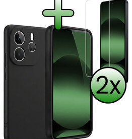 BASEY. BASEY. Xiaomi Redmi Note 14 5G Hoesje Siliconen Met 2x Screenprotector - Zwart