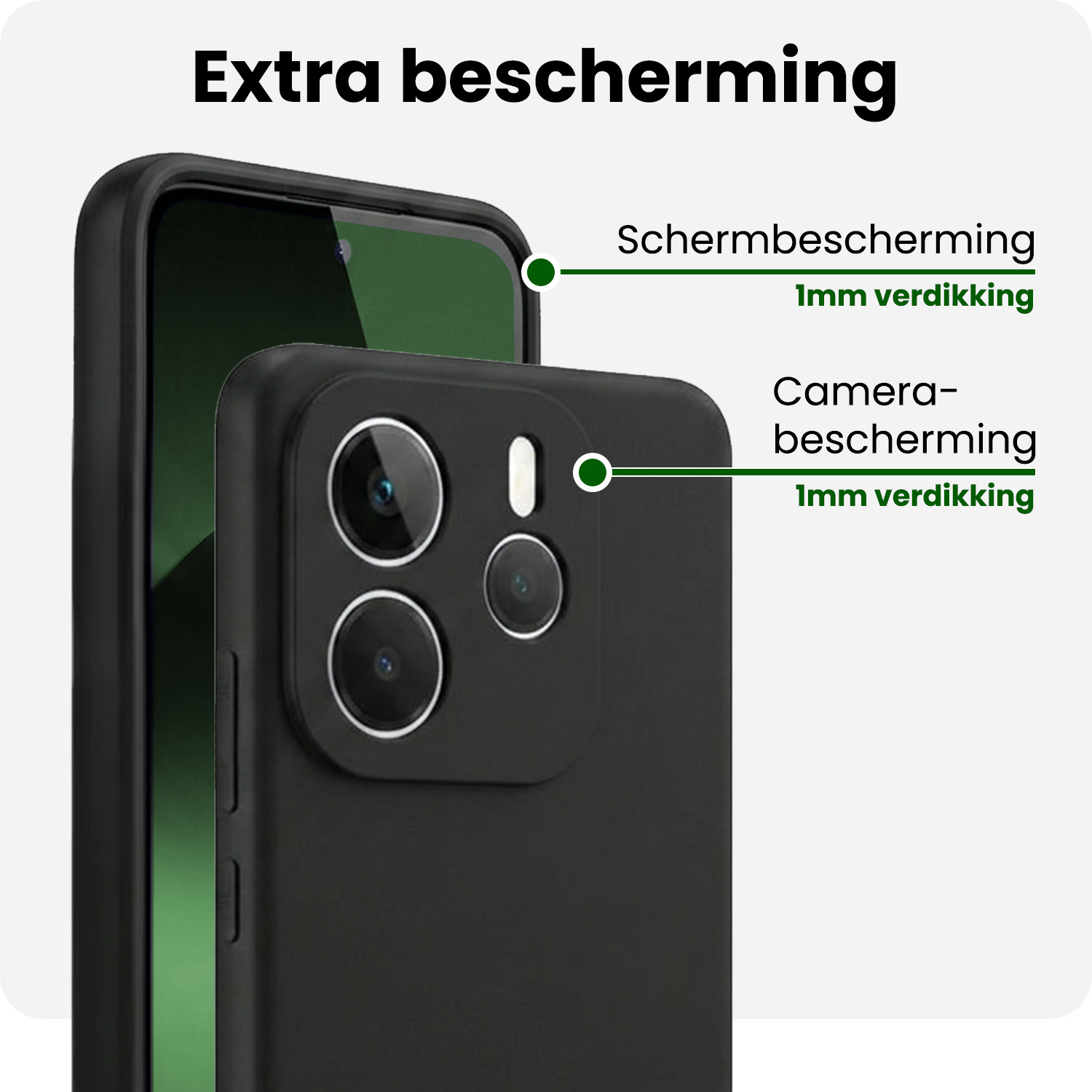 BASEY. BASEY. Xiaomi Redmi Note 14 5G Hoesje Siliconen Met 2x Screenprotector - Zwart