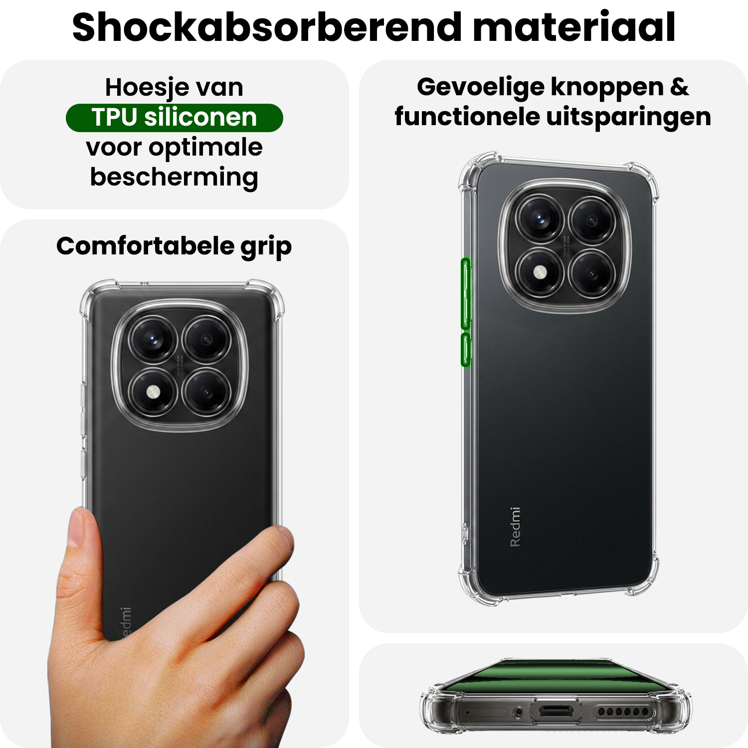 BASEY. BASEY. Xiaomi Redmi Note 14 Pro 5G Hoesje Shockproof - Transparant - 2 PACK
