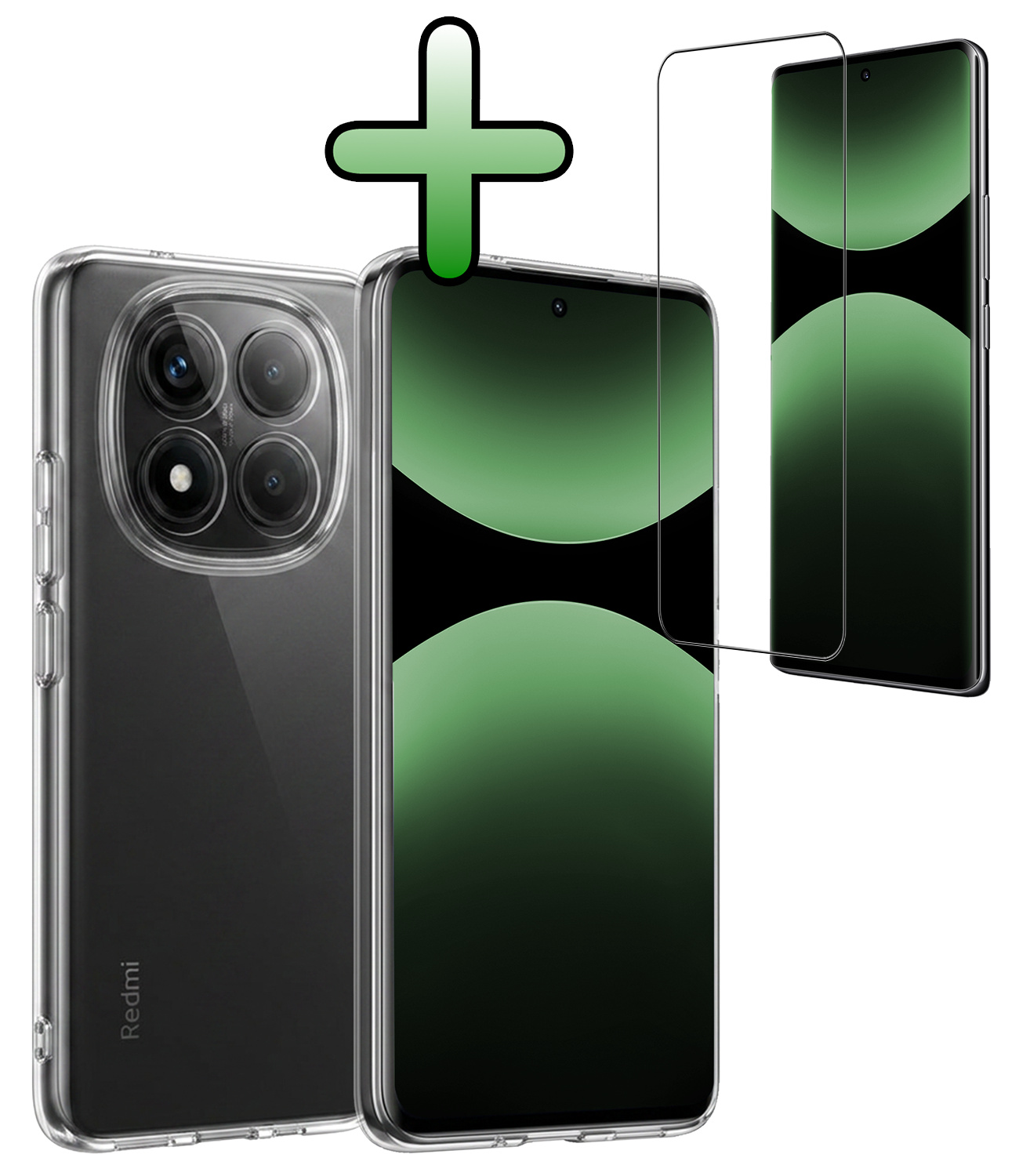 BASEY. BASEY. Xiaomi Redmi Note 14 Pro 5G Hoesje Siliconen Met Screenprotector - Transparant