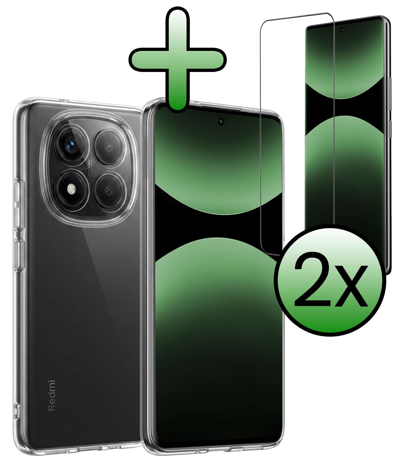 BASEY. BASEY. Xiaomi Redmi Note 14 Pro 5G Hoesje Siliconen Met 2x Screenprotector - Transparant