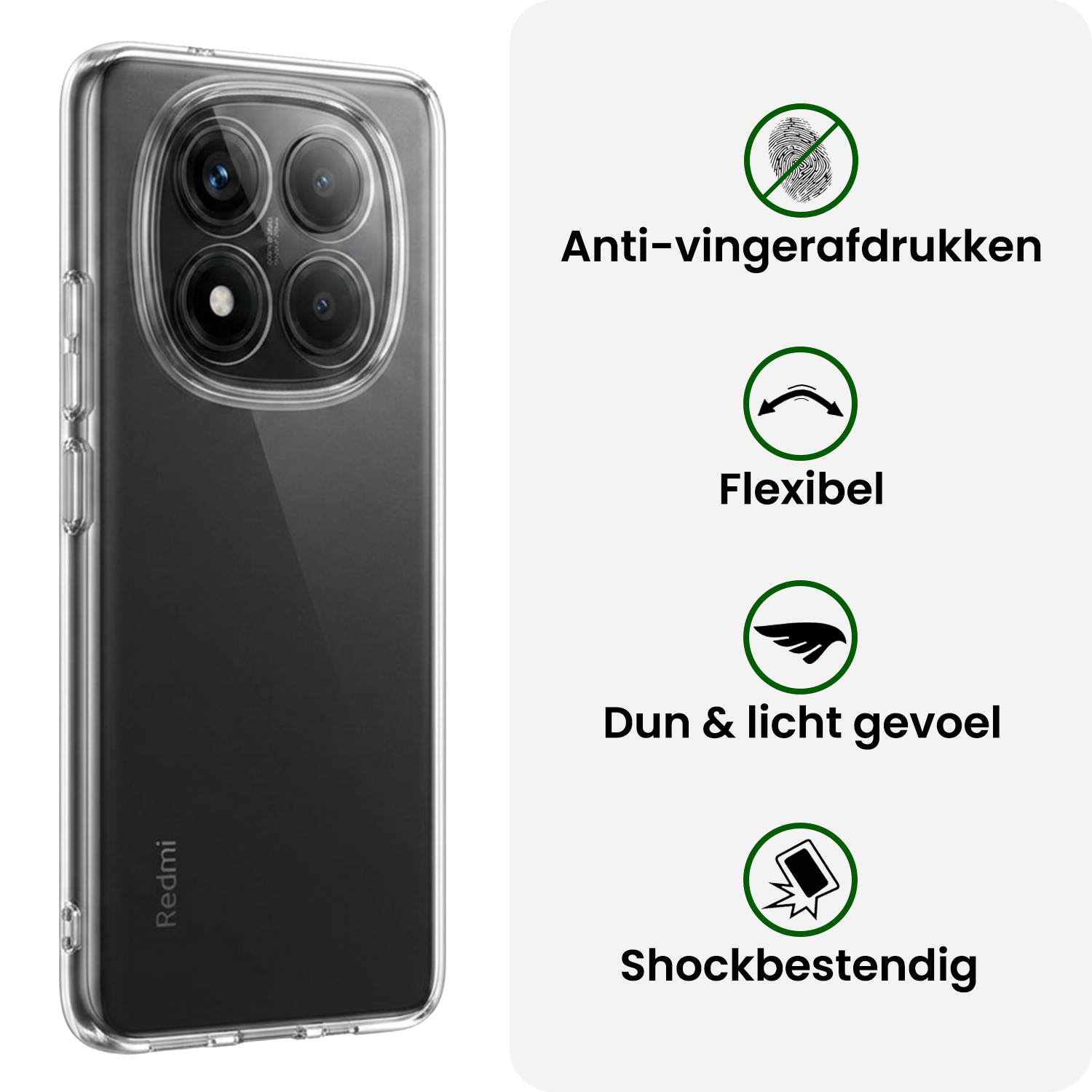 BASEY. BASEY. Xiaomi Redmi Note 14 Pro 5G Hoesje Siliconen Met 2x Screenprotector - Transparant
