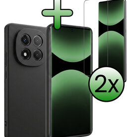 BASEY. BASEY. Xiaomi Redmi Note 14 Pro 5G Hoesje Siliconen Met 2x Screenprotector - Zwart