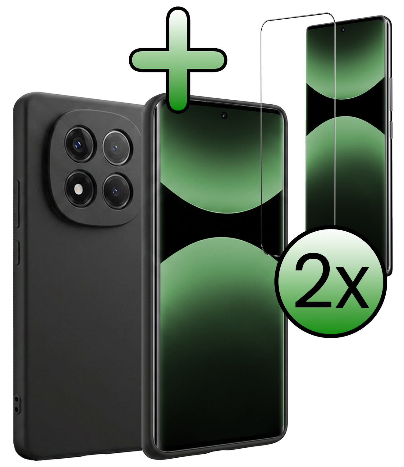 BASEY. BASEY. Xiaomi Redmi Note 14 Pro 5G Hoesje Siliconen Met 2x Screenprotector - Zwart