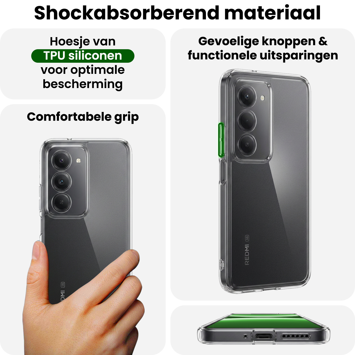 BASEY. BASEY. Xiaomi 15 Hoesje Siliconen Met Screenprotector - Transparant