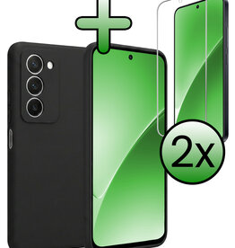 BASEY. BASEY. Xiaomi 15 Hoesje Siliconen Met 2x Screenprotector - Zwart